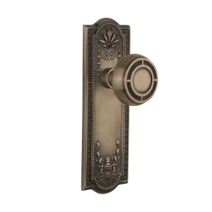 Meadows Long Plate with Mission Knob in Antique Brass