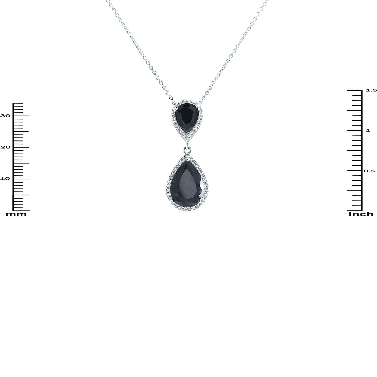 Melba Black Pear Drop Pendant | 34mm