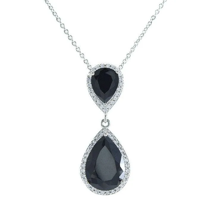 Melba Black Pear Drop Pendant | 34mm