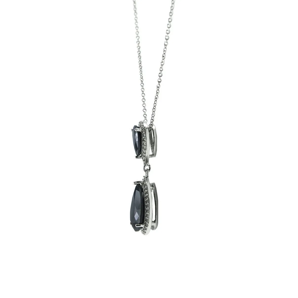 Melba Black Pear Drop Pendant | 34mm