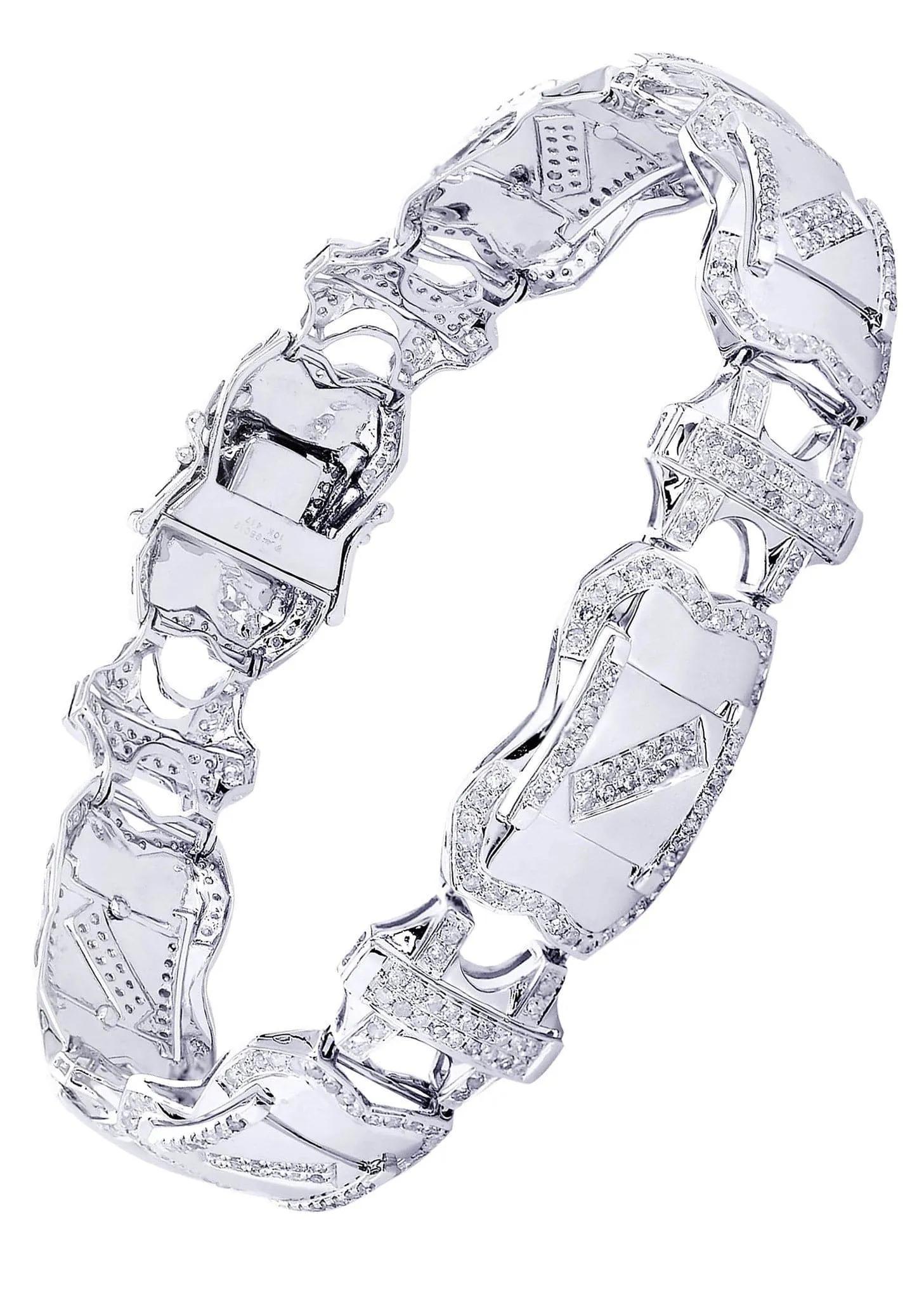 Mens Diamond Bracelet White Gold| 4.11 Carats| 29.53 Grams