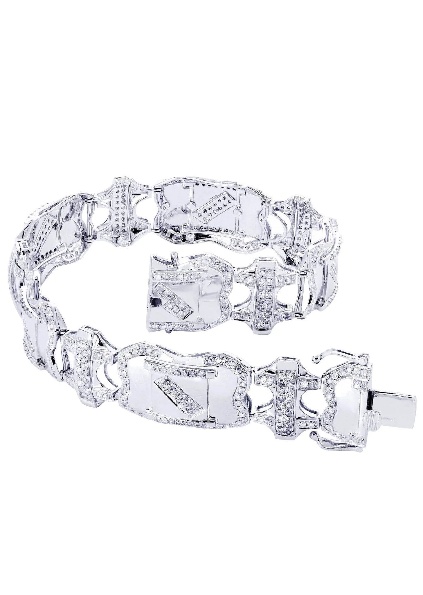 Mens Diamond Bracelet White Gold| 4.11 Carats| 29.53 Grams