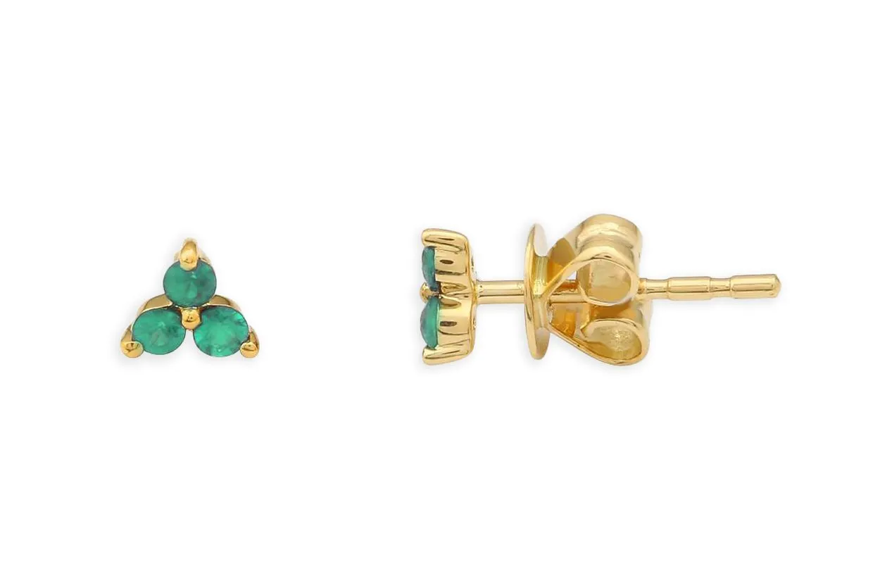 Mini Earrings 14kt Gold & Trio Gemstones Studs