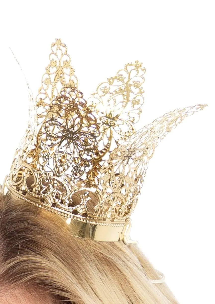 Mini Metal Filigree Crown Costume Headband