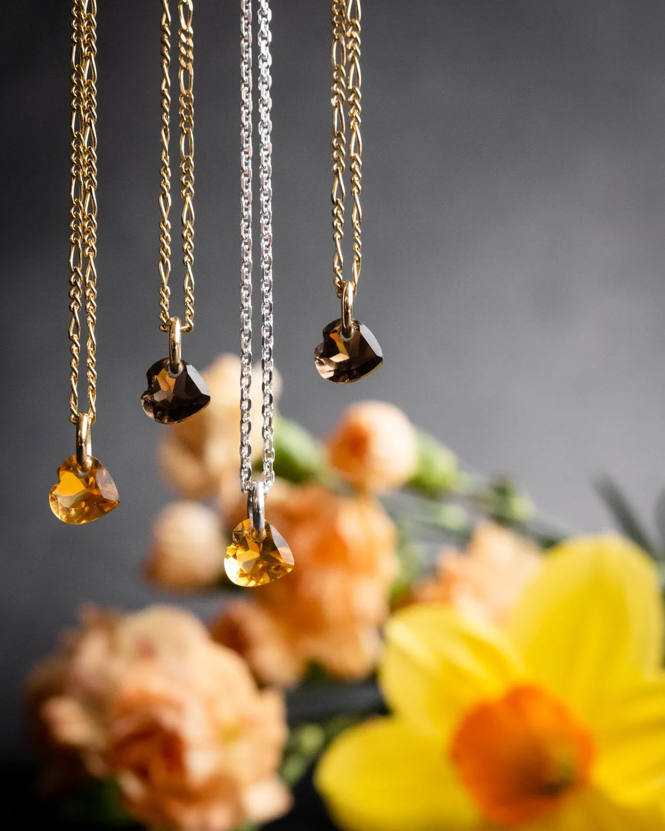 Mini Natural Citrine Heart Necklace