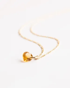 Mini Natural Citrine Heart Necklace