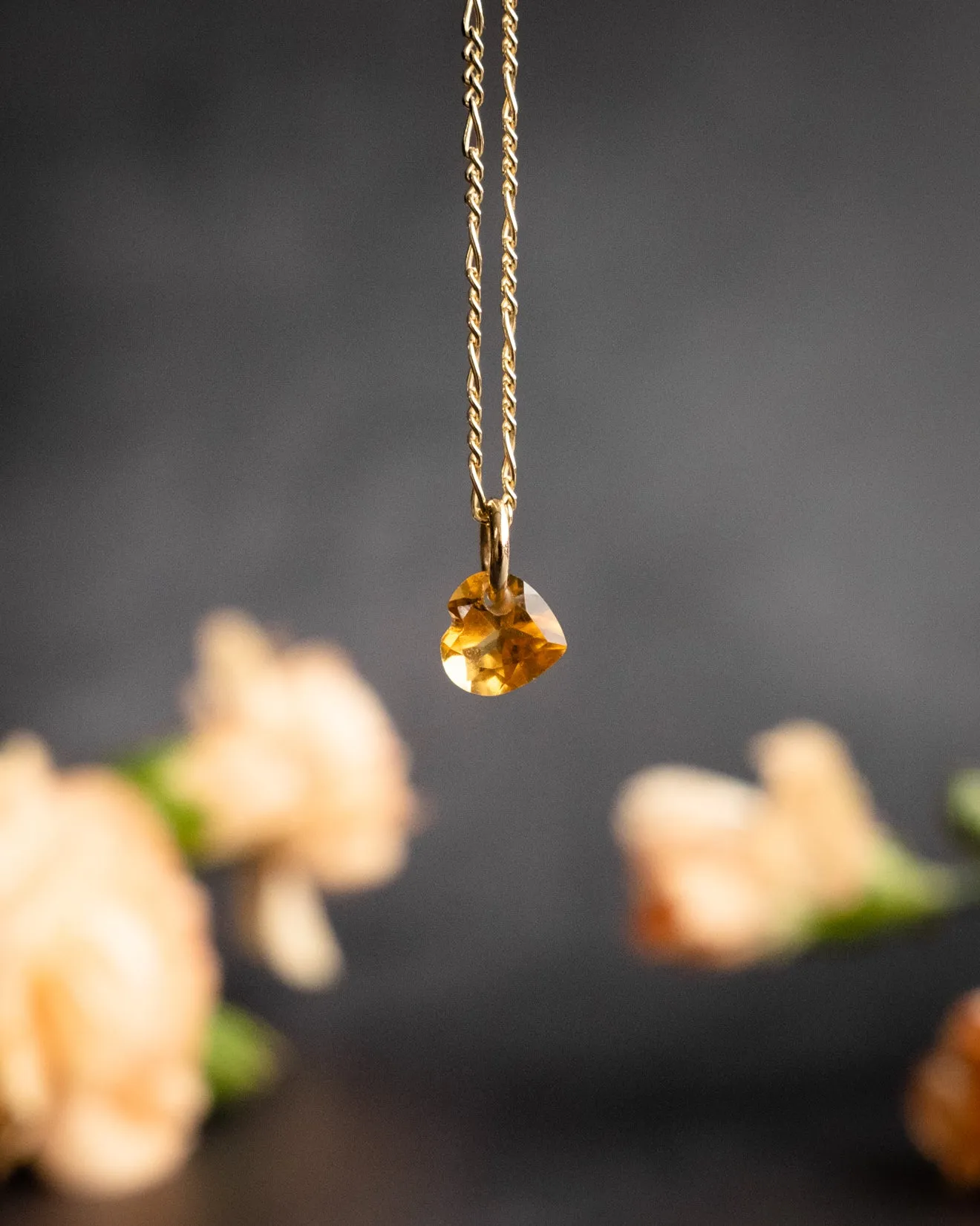 Mini Natural Citrine Heart Necklace