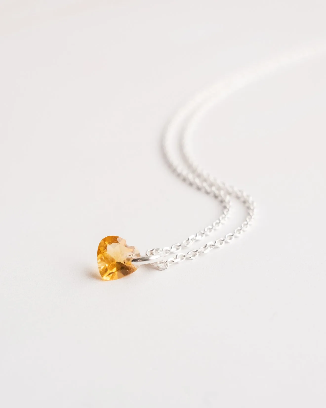 Mini Natural Citrine Heart Necklace