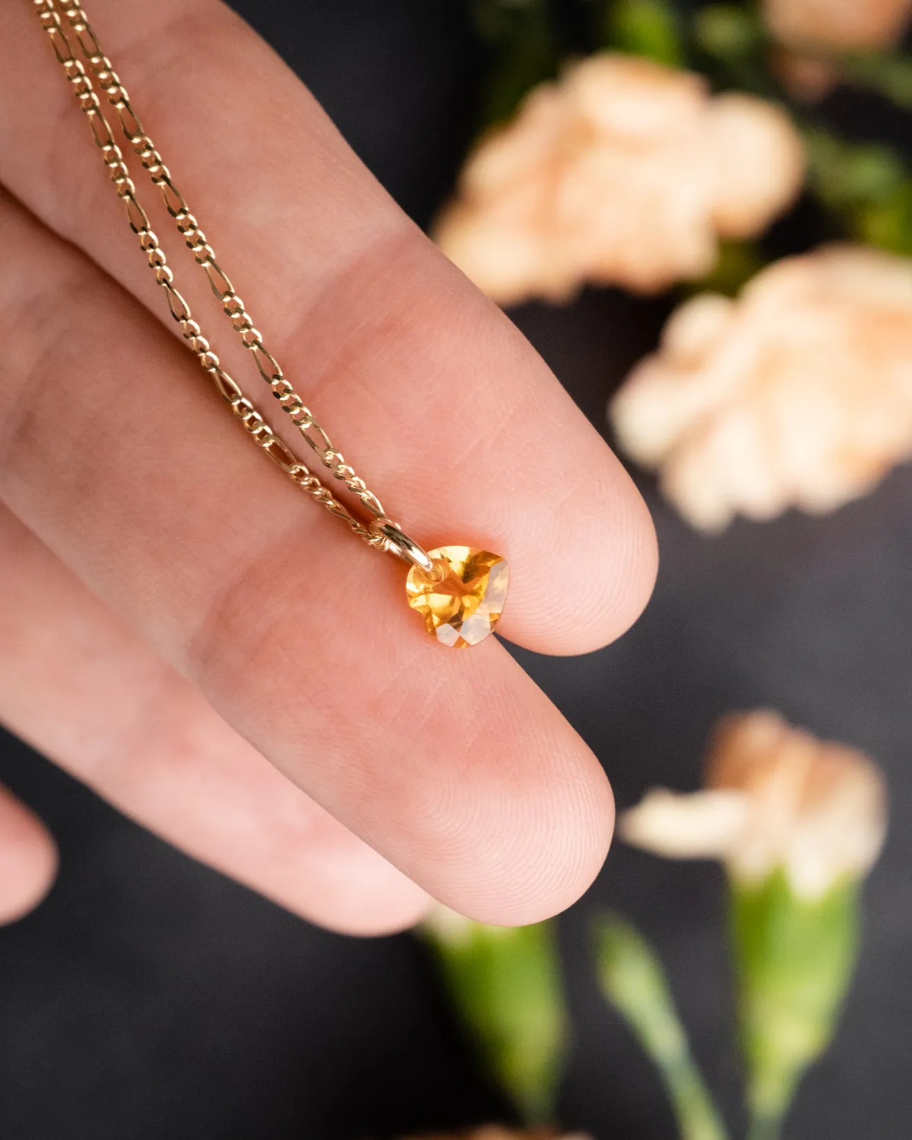 Mini Natural Citrine Heart Necklace