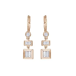 Moderne Deco Baguette Drop Earrings