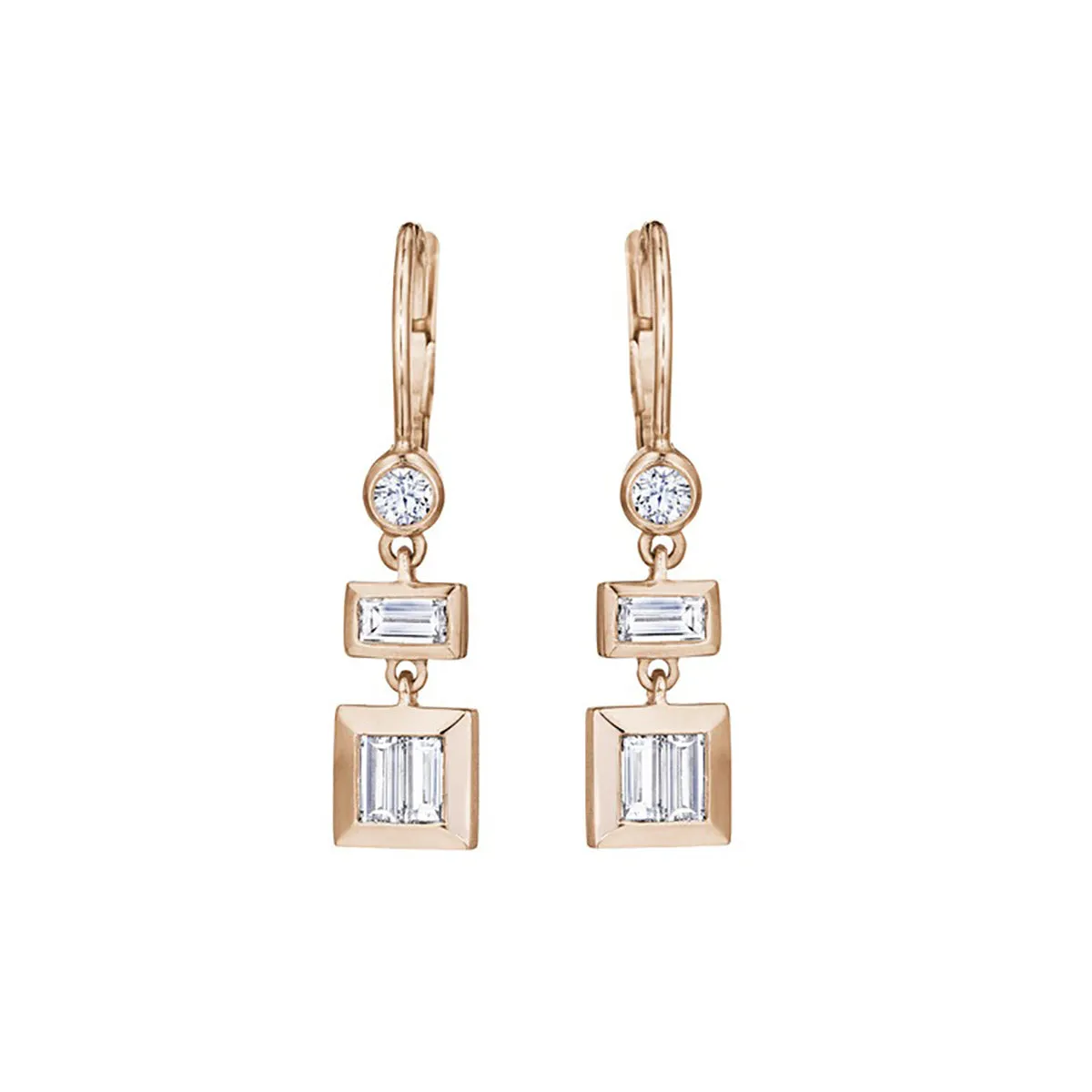 Moderne Deco Baguette Drop Earrings