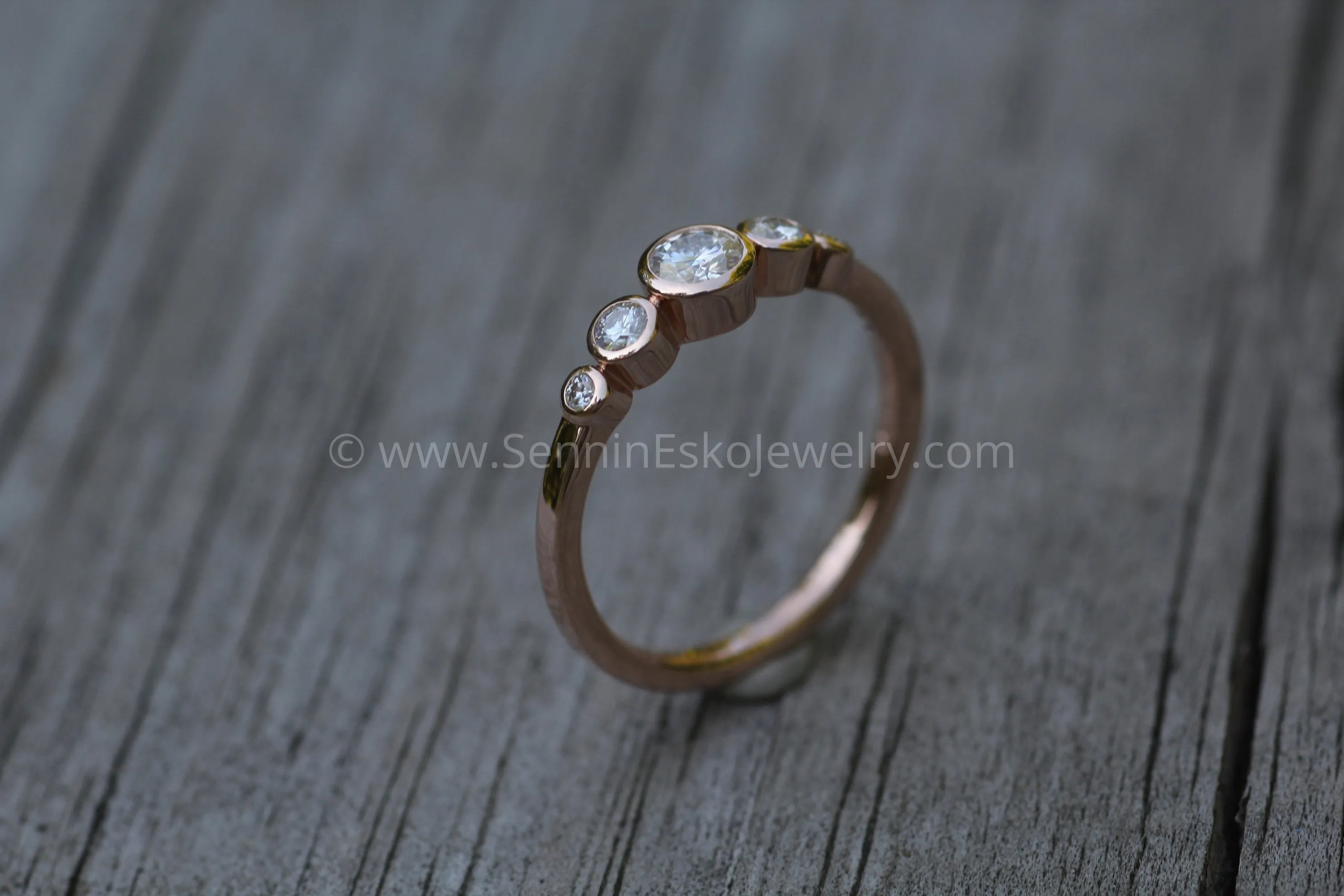 Moissanite Multi Bezel Rose Gold Ring - Forever One Moissanite Engagement Ring