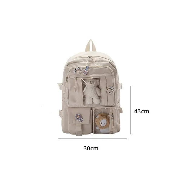 Multiple Zipper Breathable School Canvas Backpack