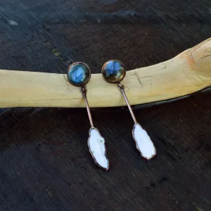 Natural Fire Labradorite Gemstone Earrings