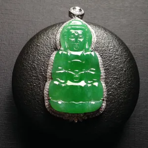 Natural Jade Pendant Jadeite Gold Guan Yin Pendant PT387