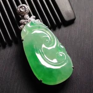 Natural Jade Pendant Jadeite Gold Ruyi Pendant PT367