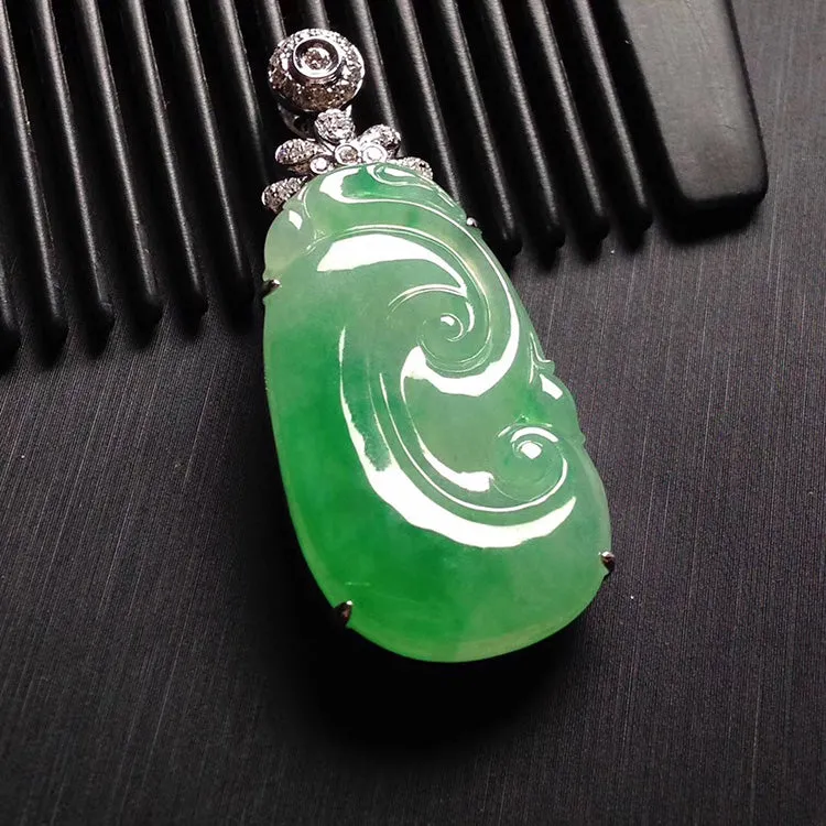 Natural Jade Pendant Jadeite Gold Ruyi Pendant PT367