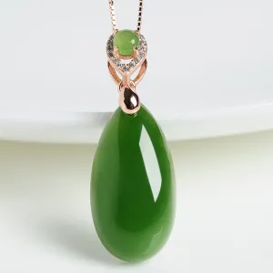 Natural Jade Pendant Nephrite Silver Pendant PT12