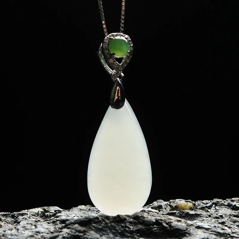 Natural Jade Pendant Nephrite Silver Pendant PT186