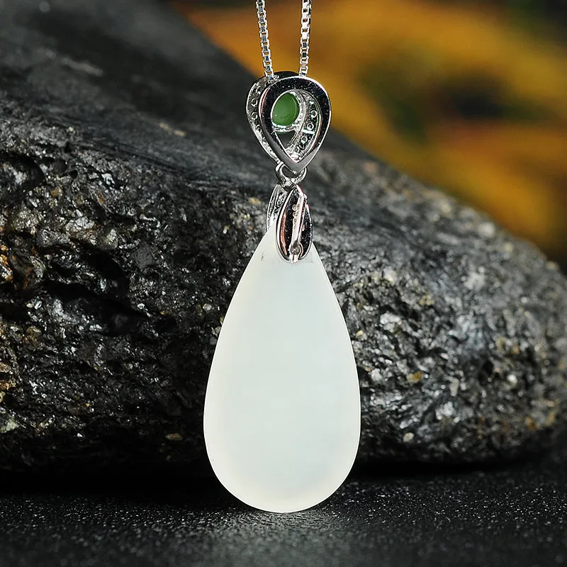 Natural Jade Pendant Nephrite Silver Pendant PT186