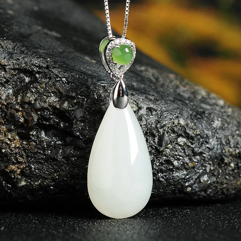 Natural Jade Pendant Nephrite Silver Pendant PT186