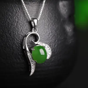 Natural Jade Pendant Nephrite Silver Zircon Pendant ZPT197