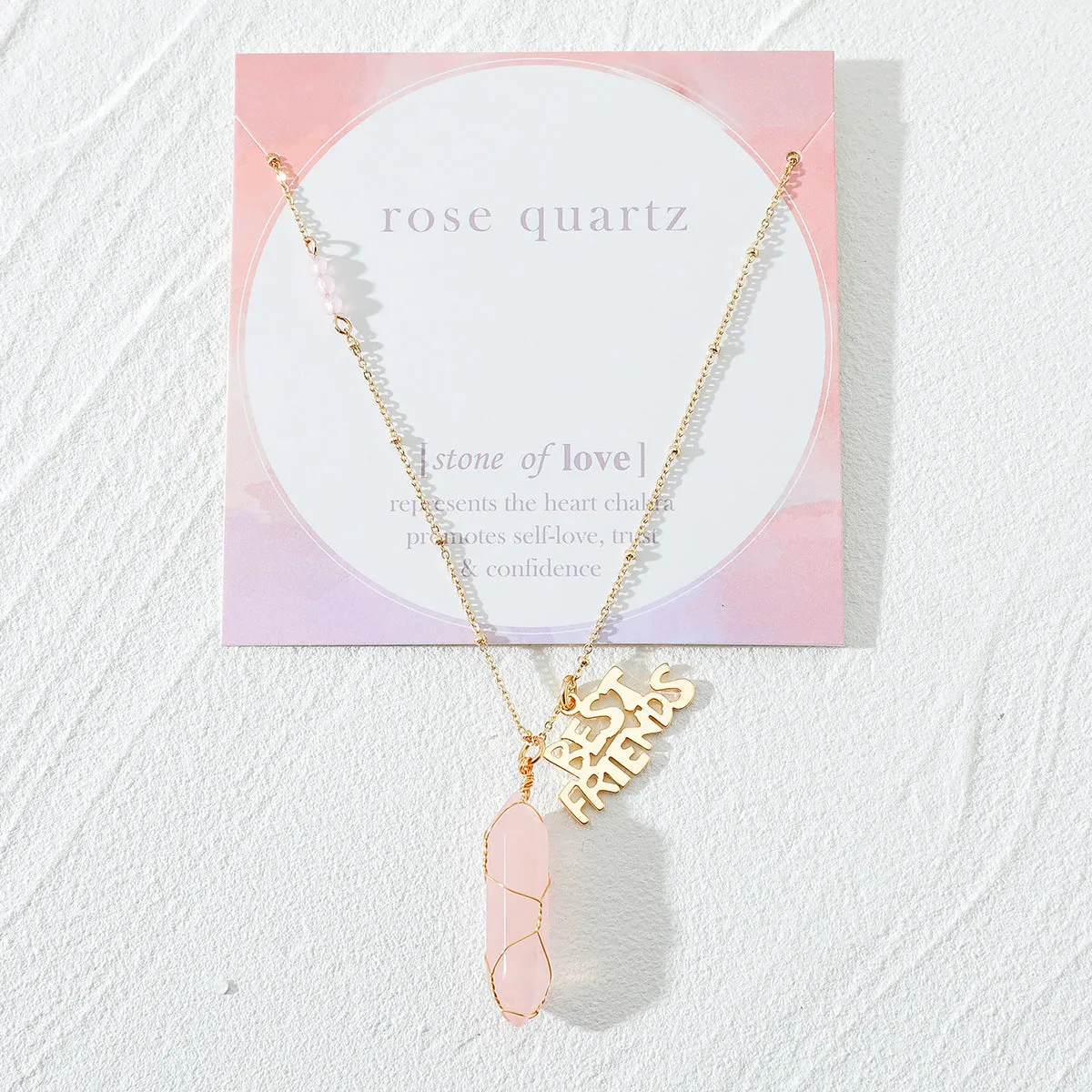 Natural Rose Quartz Irregular Stone Pendant Necklace