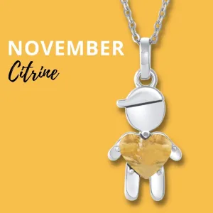 NOVEMBER Birthstone Boy Necklace in Citrine