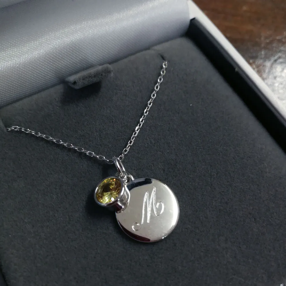 November Birthstone Sterling Silver Pendant