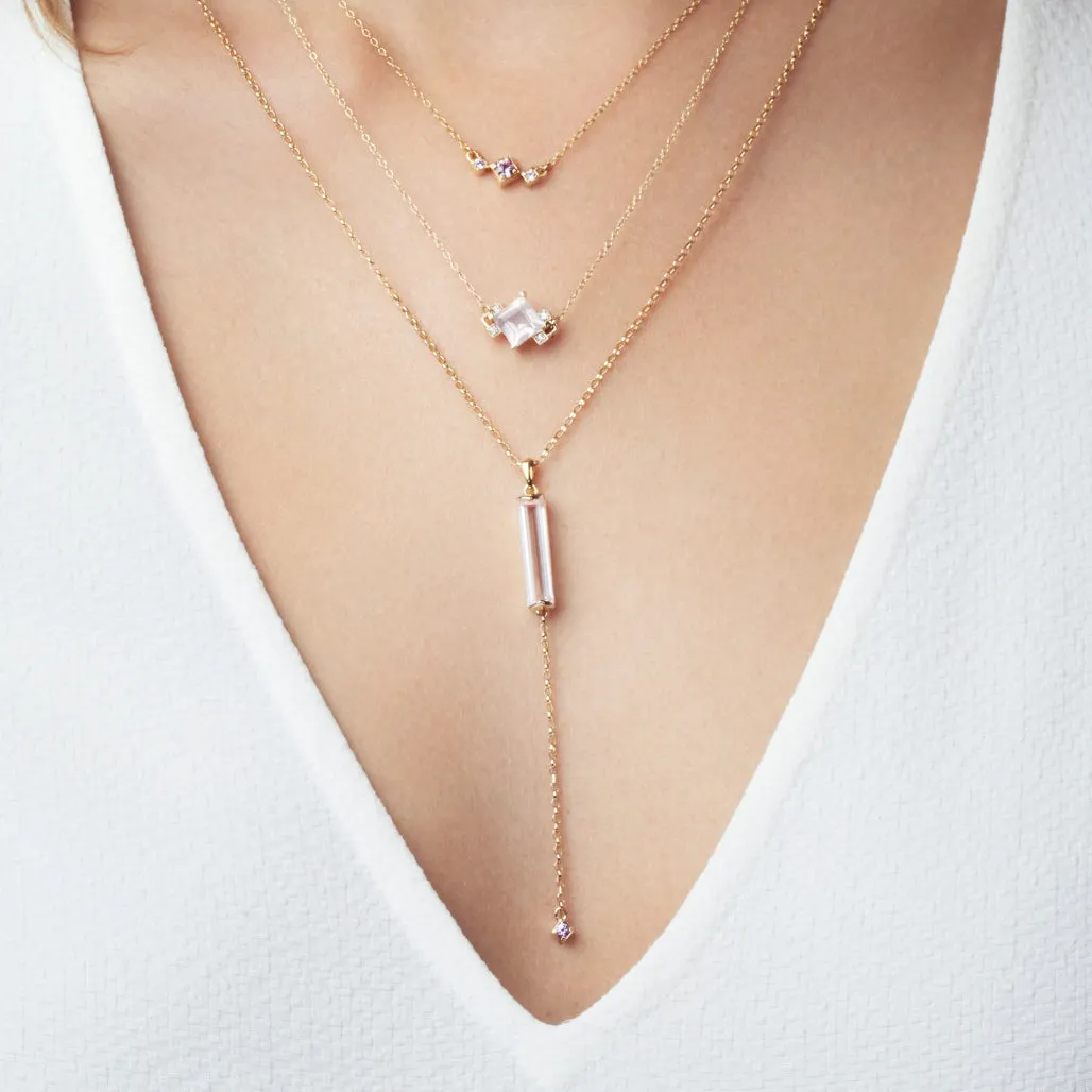 Nucleus Necklace - Rose quartz & diamonds