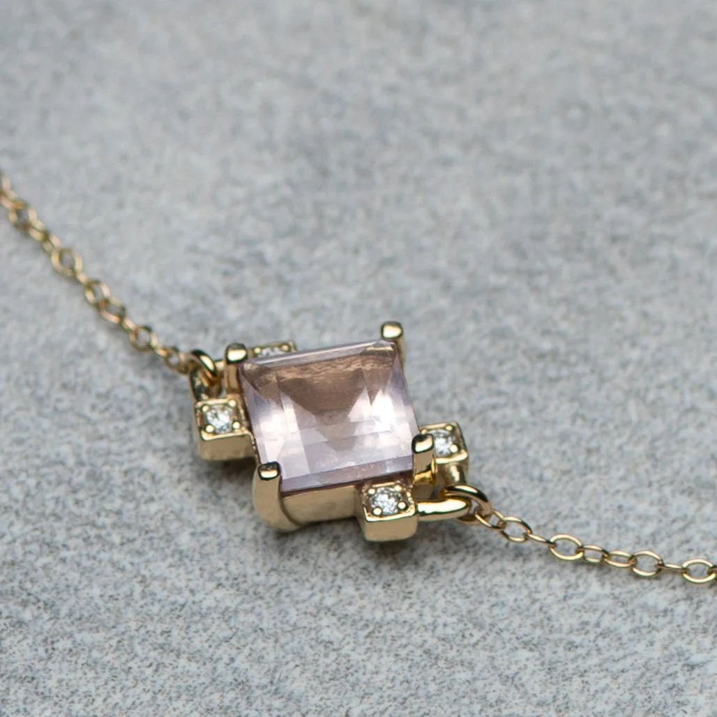 Nucleus Necklace - Rose quartz & diamonds