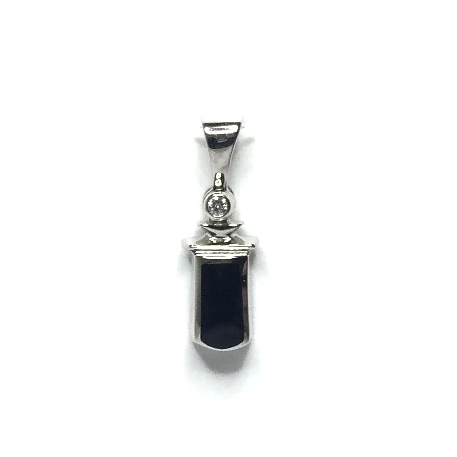 Onyx Inlaid .02Ct Diamond Pendant