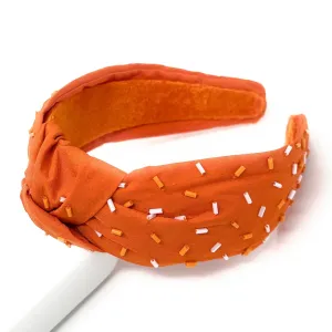 Orange Hand Beaded Sprinkles Knot Headband