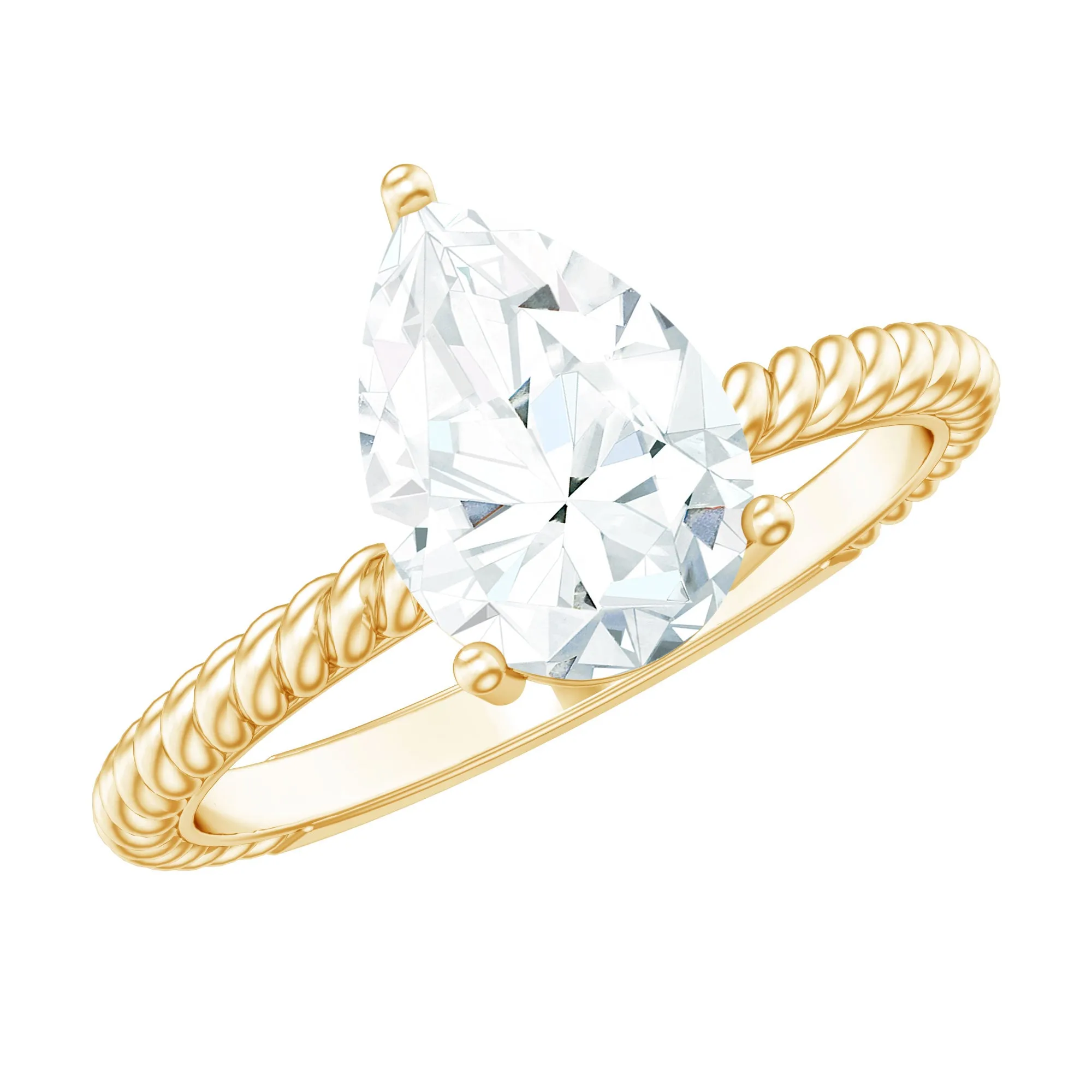 Pear Shaped Moissanite Solitaire Engagement Ring