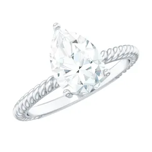 Pear Shaped Moissanite Solitaire Engagement Ring