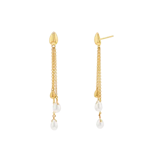 Pearl Drop Chain Earrings