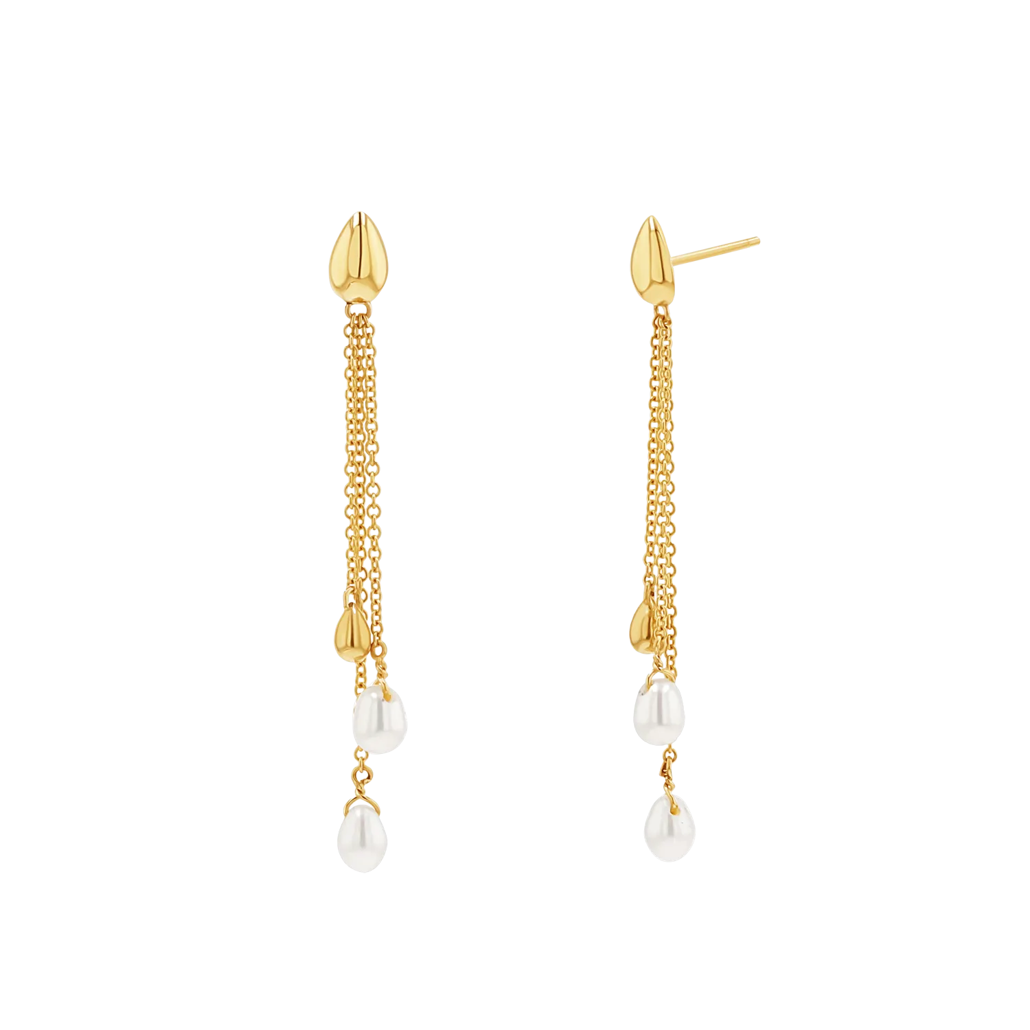 Pearl Drop Chain Earrings