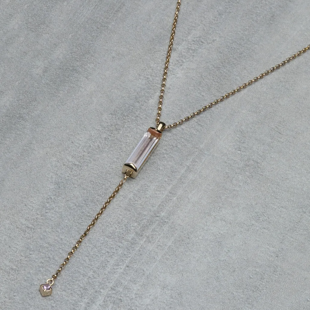 Pendulum Necklace - Rose quartz & pink sapphire