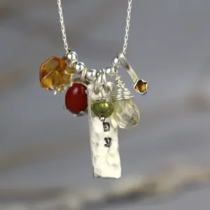 Personalized Silver Gemstone Abundance Necklace