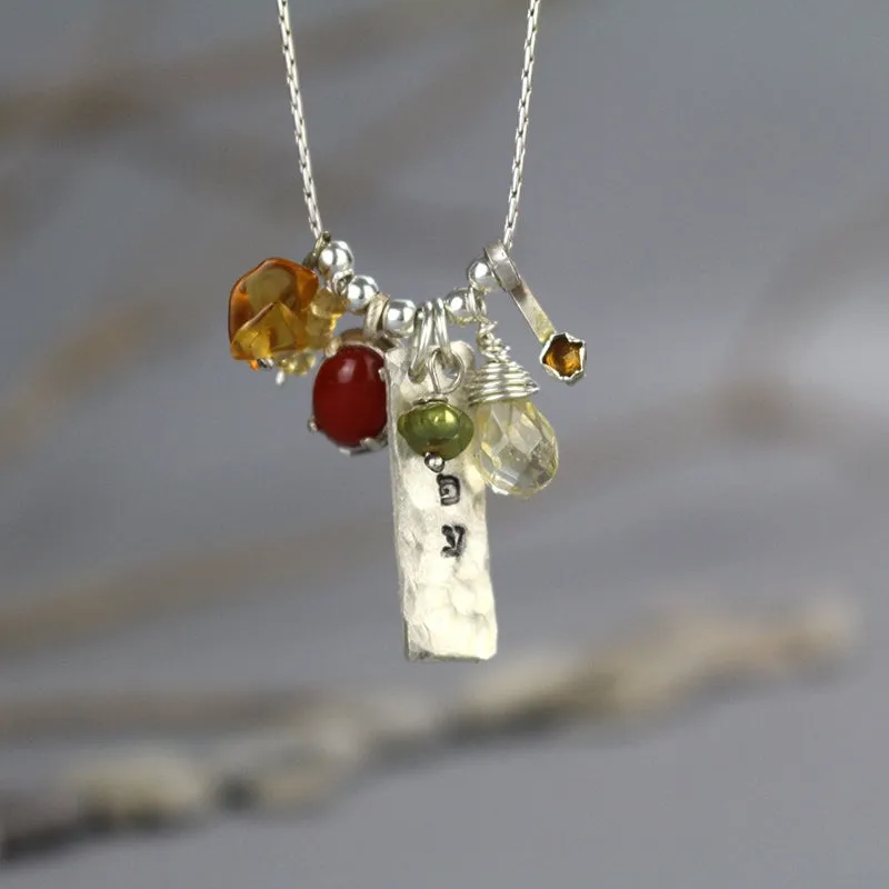 Personalized Silver Gemstone Abundance Necklace