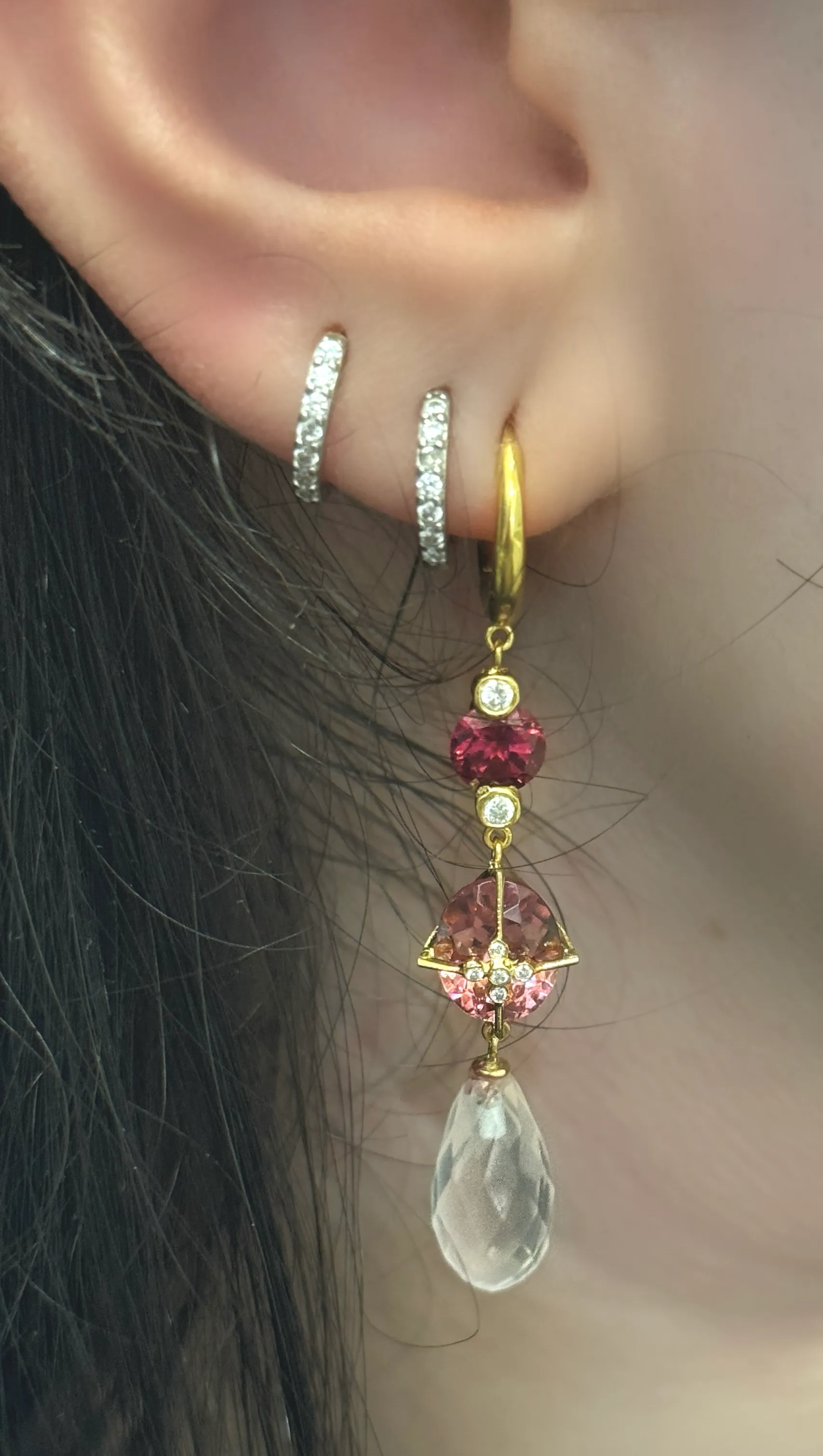 Pink Gemstone Drop Earrings