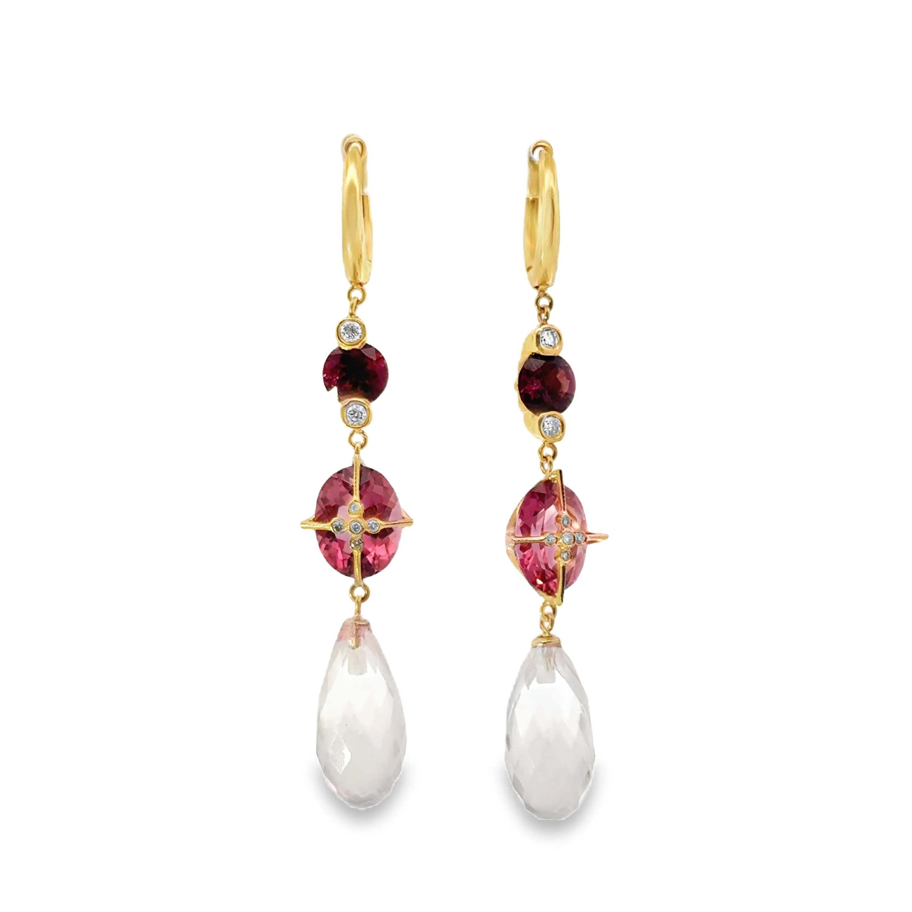 Pink Gemstone Drop Earrings