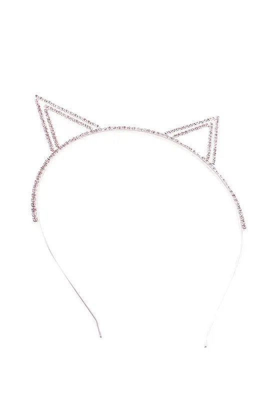 POINTY RHINESTONED CAT EARS HEADBAND