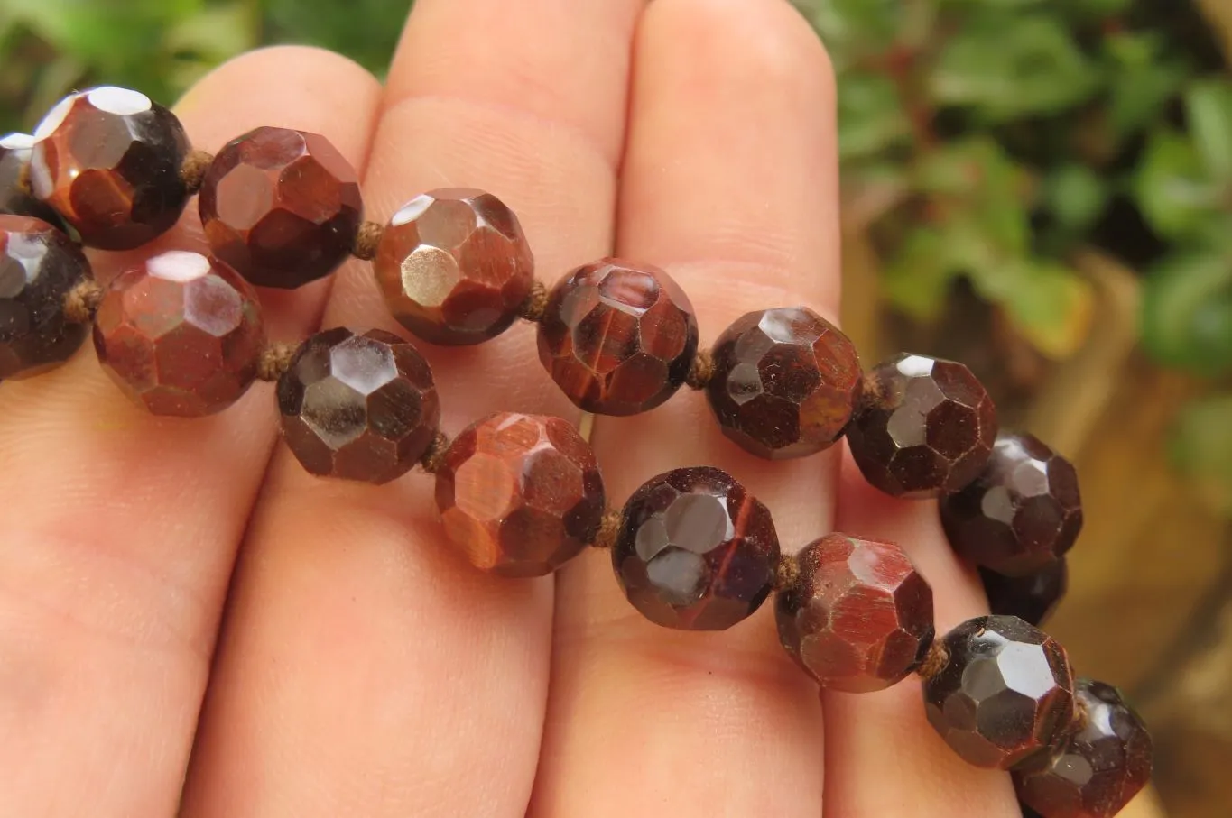 Polished Red Tigers Eye Faceted Beaded Necklace - Sold Per Item - From South Africa