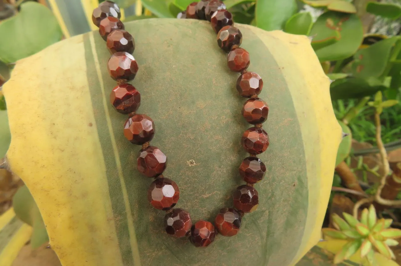 Polished Red Tigers Eye Faceted Beaded Necklace - Sold Per Item - From South Africa