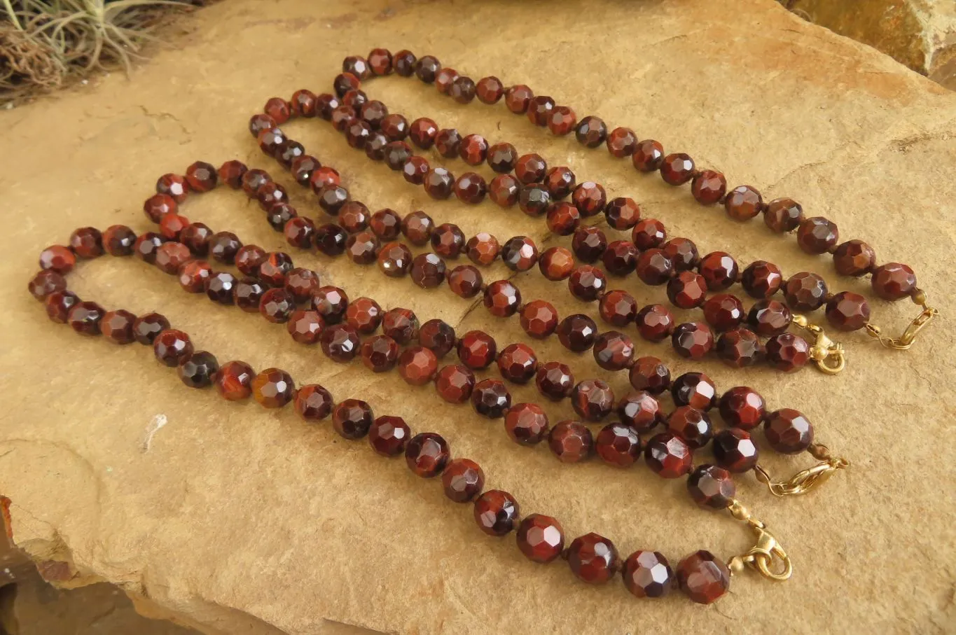 Polished Red Tigers Eye Faceted Beaded Necklace - Sold Per Item - From South Africa