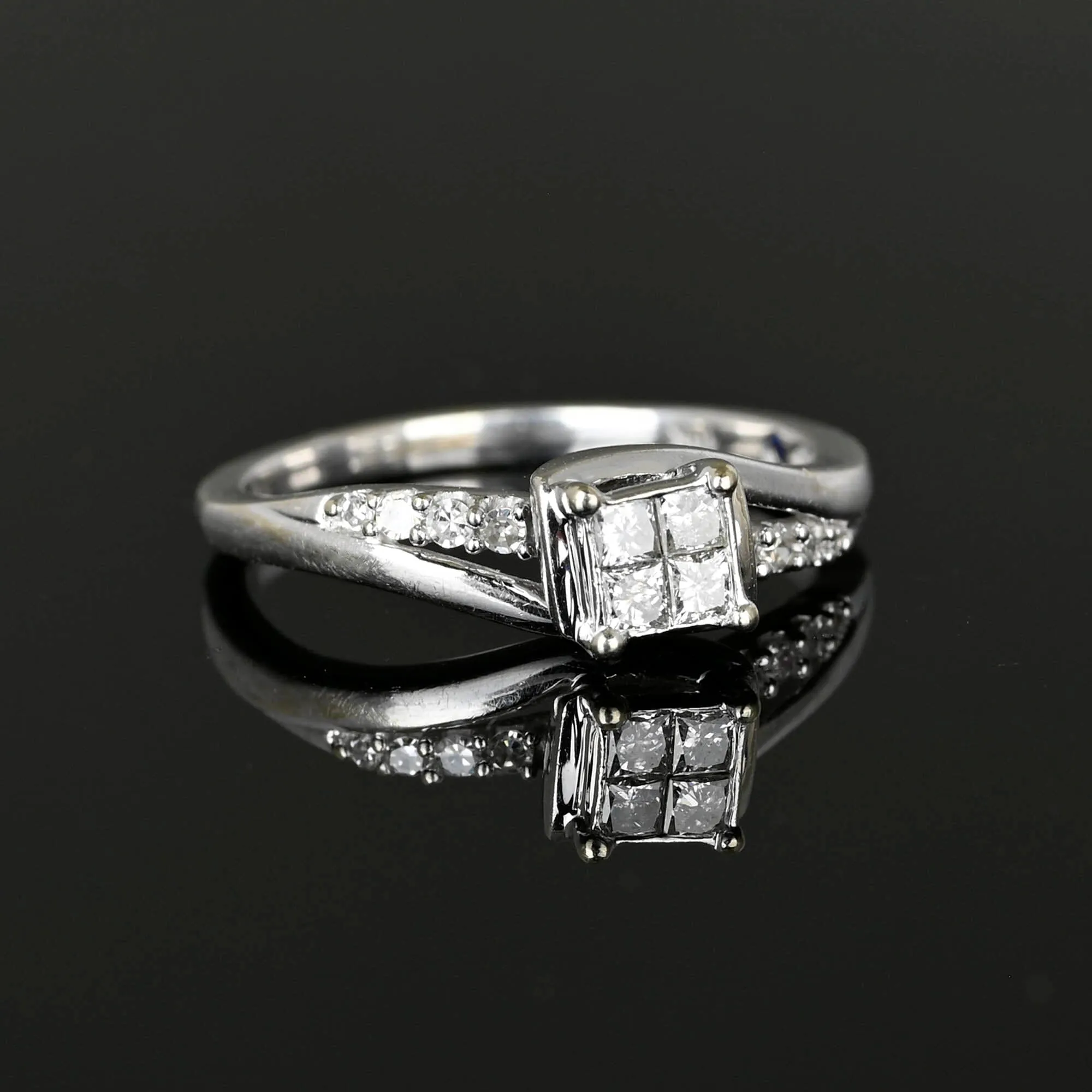 Princess Cut Diamond Cluster Bypass Ring