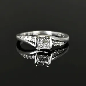 Princess Cut Diamond Cluster Bypass Ring