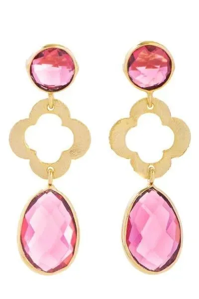 Quatrefoil Gemstone Dangle Earrings