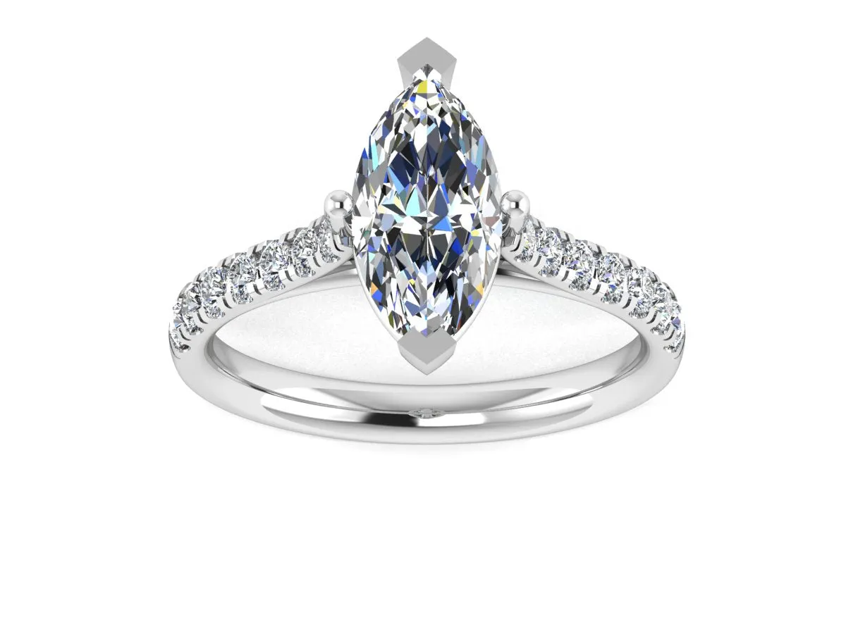 "Elin" Marquise Cut Diamond Grain Set Diamond Band Engagement Ring DSMC04